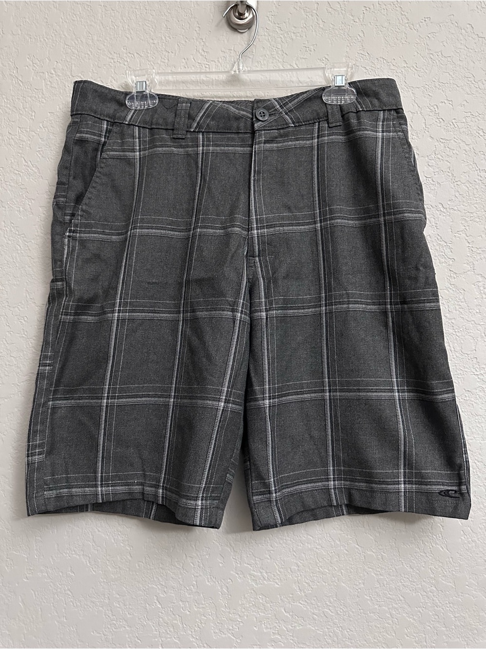O'Neill Gray Plaid Chino Style Flat Front Shorts Men Size 32